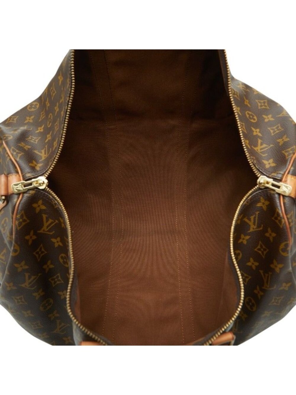 Louis Vuitton Monogram Keepall Bandouliere 55 Boston Bag 2-Way Brown Leather - Picture 9 of 10